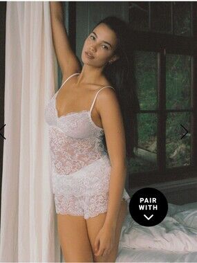 NWT Cosabella Women's Courtney Camisole Sheer Lace Cami White Sz S $170
